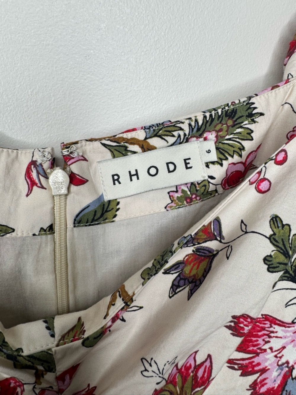 RHODE Tessa floral midi 100% organic cotton dress formal wedding evening - Picture 10 of 11